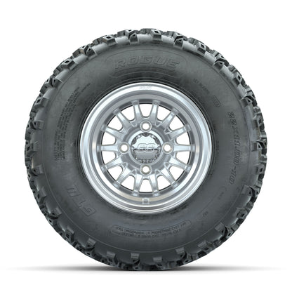 GTW Medusa Machined/Silver 10 in Wheels with 22x11.00-10 Rogue All Terrain Tires – Full Set