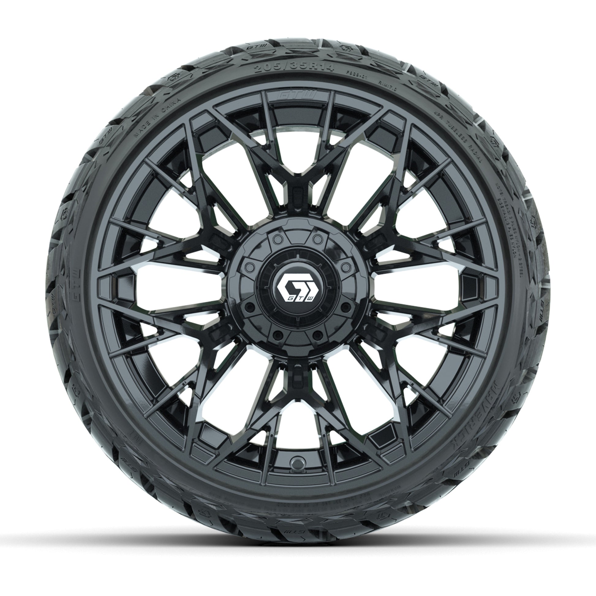 GTW Stellar Black 14 in Wheels with 205/35-R14 Maverick Low- - front view