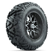 GTW Vortex Matte Gray/Machined 14 in Wheels with 25x10-14 Barrage Mud Tires – Full Set