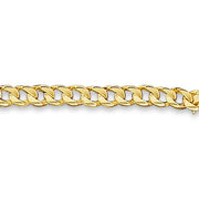 ID Curb Solid White/Yellow/Rose Gold Handmade Bracelet , 9mm, 6.5-10 Inch