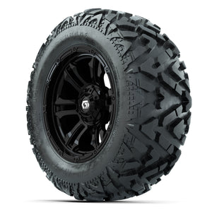 GTW Shogun Gloss Black 14 in Wheels with 25x10-14 Barrage Mu - 3/4 view