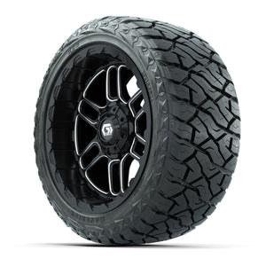 GTW Titan Black/Machined 14 in Wheels with 23x10.00-R14 Mave - 3/4 view