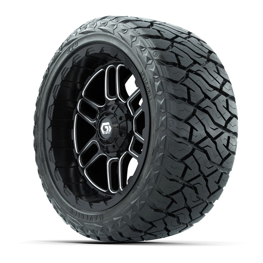GTW Titan Black/Machined 14 in Wheels with 23x10.00-R14 Mave - 3/4 view