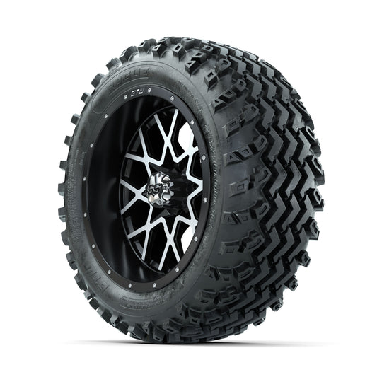 GTW Vortex Machined/Matte Black 14 in Wheels with 23x10.00-1 - 3/4 view