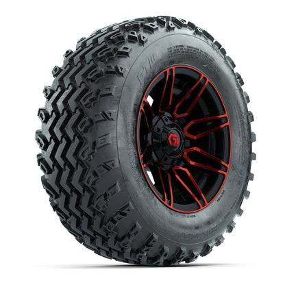 GTW® Stealth Red/Machined 12 in Wheels with 23X10.00-12 Rogue All-Terrain Tires – Full Set