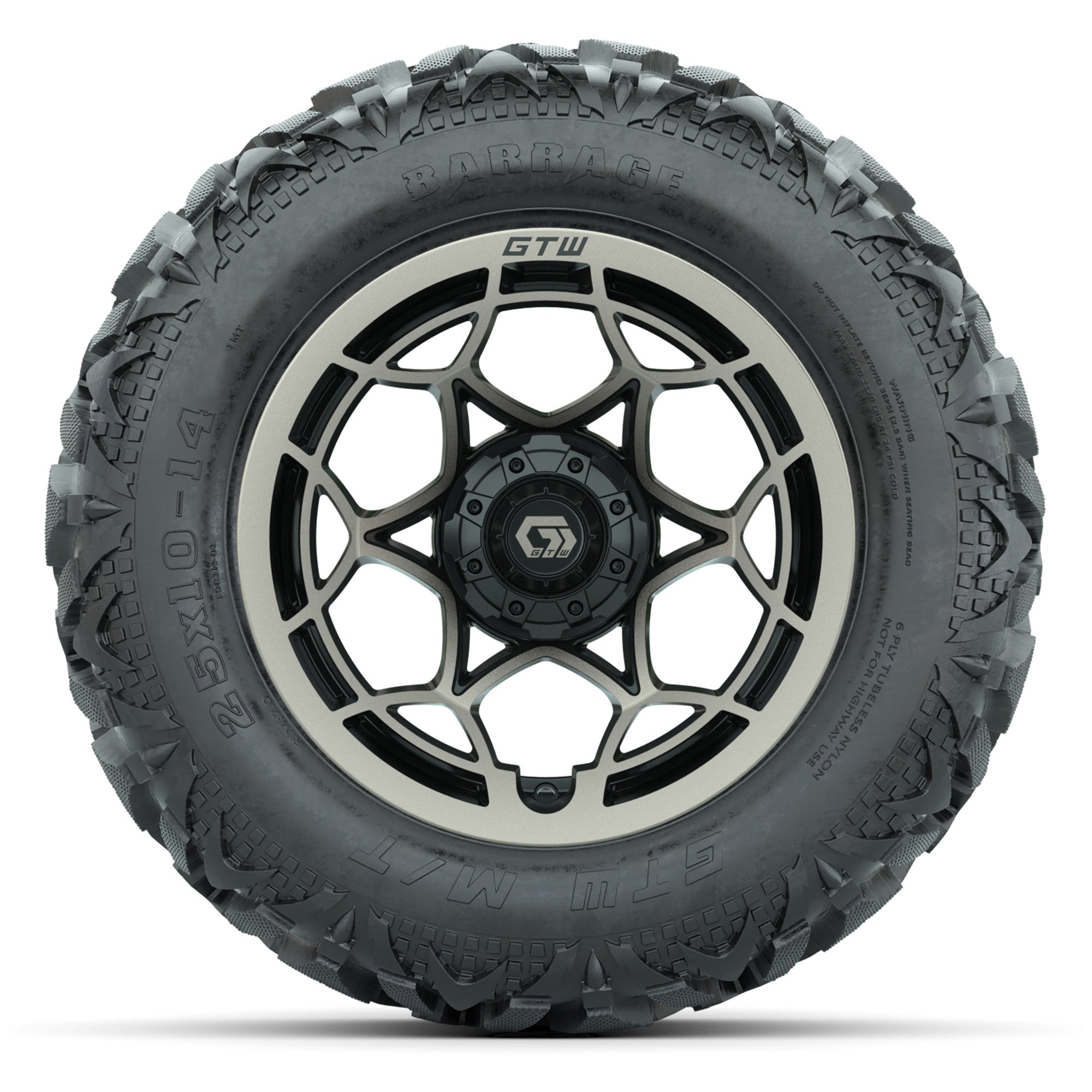 GTW Nexus Black/Bronze 14 in Wheels with 25x10-14 Barrage Mu - 3/4 view