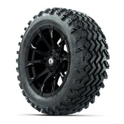 GTW® Diablo Gloss Black/Machined 14 in Wheels with 23X10-14  - 3/4 view