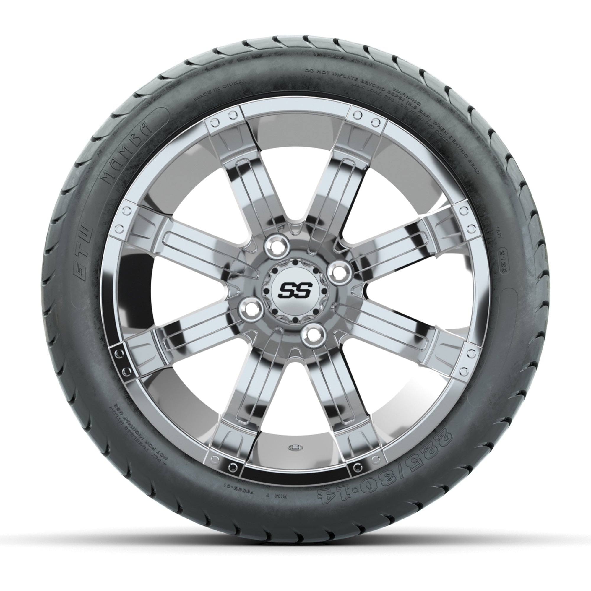 14" GTW Tempest Chrome Wheels with Mamba Street Tires – Set of 4