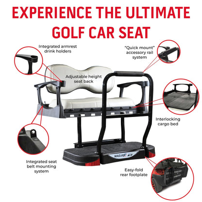 Club Car DS MadJax® Genesis 300 Rear Seat with Deluxe White Seat Cushions (Years 2000-Up)