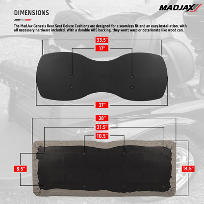 EZGO RXV MadJax® Genesis 300 Rear Seat with Deluxe Sandstone Seat Cushions (Years 2008-Up)