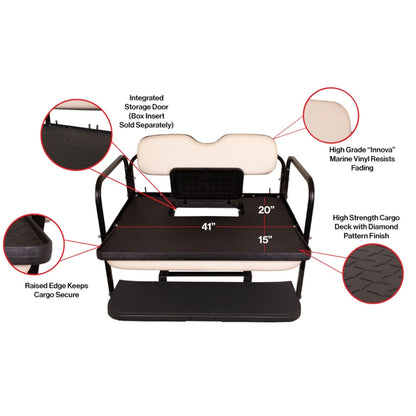 GTW MACH3 Rear Flip Seat for Club Car Precedent, Tempo, & Onward - Gray (Years 2004-Up)