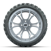 GTW Spyder Silver Brush 15 in Wheels with 23x10-R15 Nomad St - front view