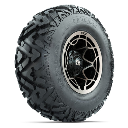 GTW® Nexus Black/Bronze 12 in Wheels with 25X10-12 Barrage Mud Tires – Full Set