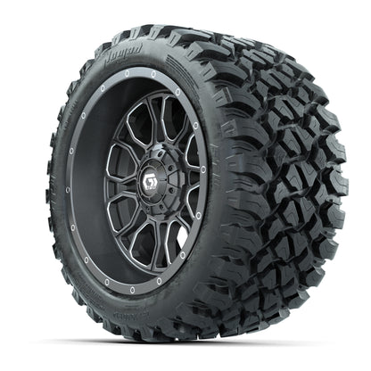 GTW Volt Gunmetal/Machined 14 in Wheels with 23x10-R14 Nomad - 3/4 view