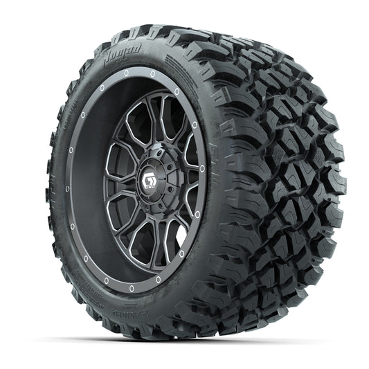 GTW Volt Gunmetal/Machined 14 in Wheels with 23x10-R14 Nomad - 3/4 view