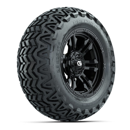 GTW® Shogun Gloss Black 14 in Wheels with 23x10-14 Predator All-Terrain Tires – Full Set