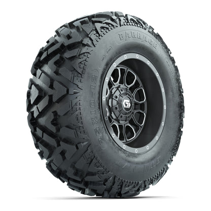 GTW® Volt Gunmetal 12 in Wheels with 25X10-12 Barrage Mud Tires – Full Set