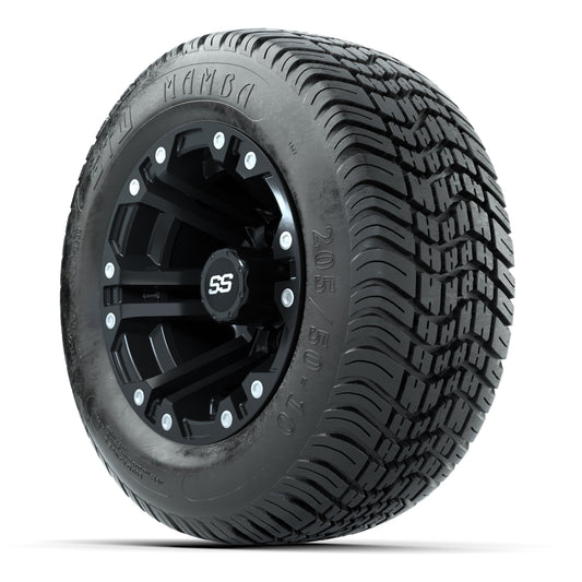 GTW Specter Matte Black 10 in Wheels with 205/50-10 Mamba Street Tires – Full Set