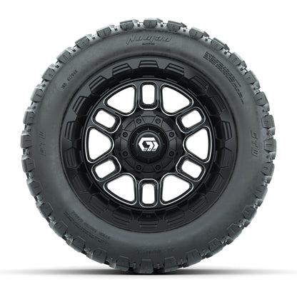 GTW® Titan Black/Machined 12 in Wheels with 20X10-12 Nomad Steel Belt Radial All-Terrain Tires – Full Set