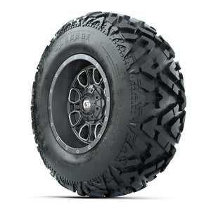 GTW® Volt Gunmetal 12 in Wheels with 25X10-12 Barrage Mud Tires – Full Set