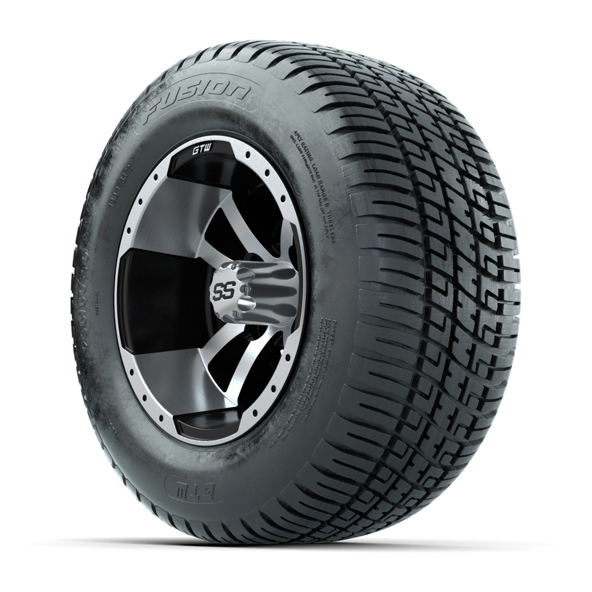 GTW Storm Trooper Black and Machined 10 in Wheels 18in Fusion Street Tires – Set of 4
