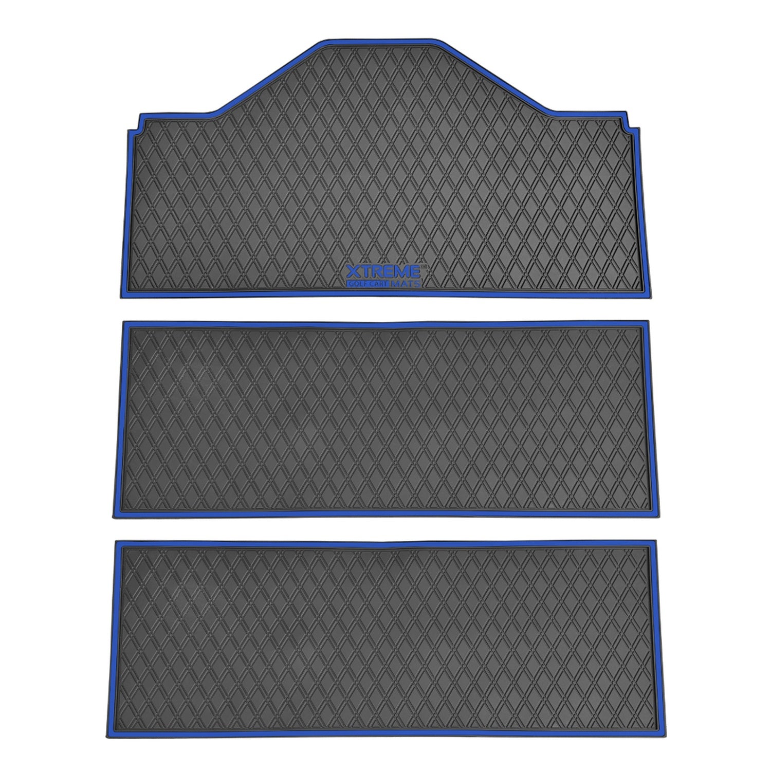 Xtreme Front & Two Middle Floor Mats for Evolution D5 Ranger & Maverick – Black/Blue