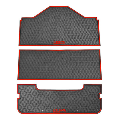 Xtreme Front, Middle, & Rear Floor Mats for Evolution D5 Ranger & Maverick – Black/Red