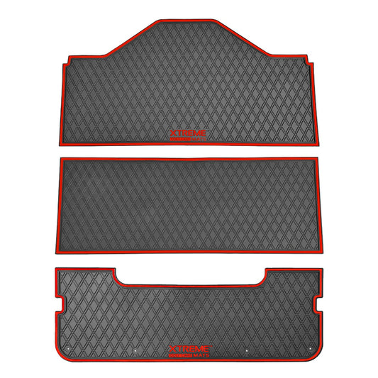 Xtreme Front, Middle, & Rear Floor Mats for Evolution D5 Ranger & Maverick – Black/Red