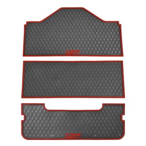 Xtreme Front, Middle, & Rear Floor Mats for Evolution D5 Ranger & Maverick – Black/Red