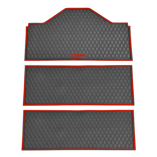 Xtreme Front & Two Middle Floor Mats for Evolution D5 Ranger & Maverick – Black/Red