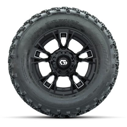 GTW® Vandal Matte Black/Machined 12 in Wheels with 23X10.00-12 Rogue All-Terrain Tires – Full Set