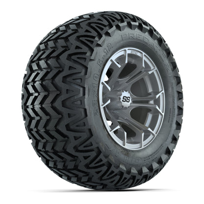 GTW® Spyder Silver Brush 12 in Wheels with 23X10.5-12 Predator All-Terrain Tires – Full Set