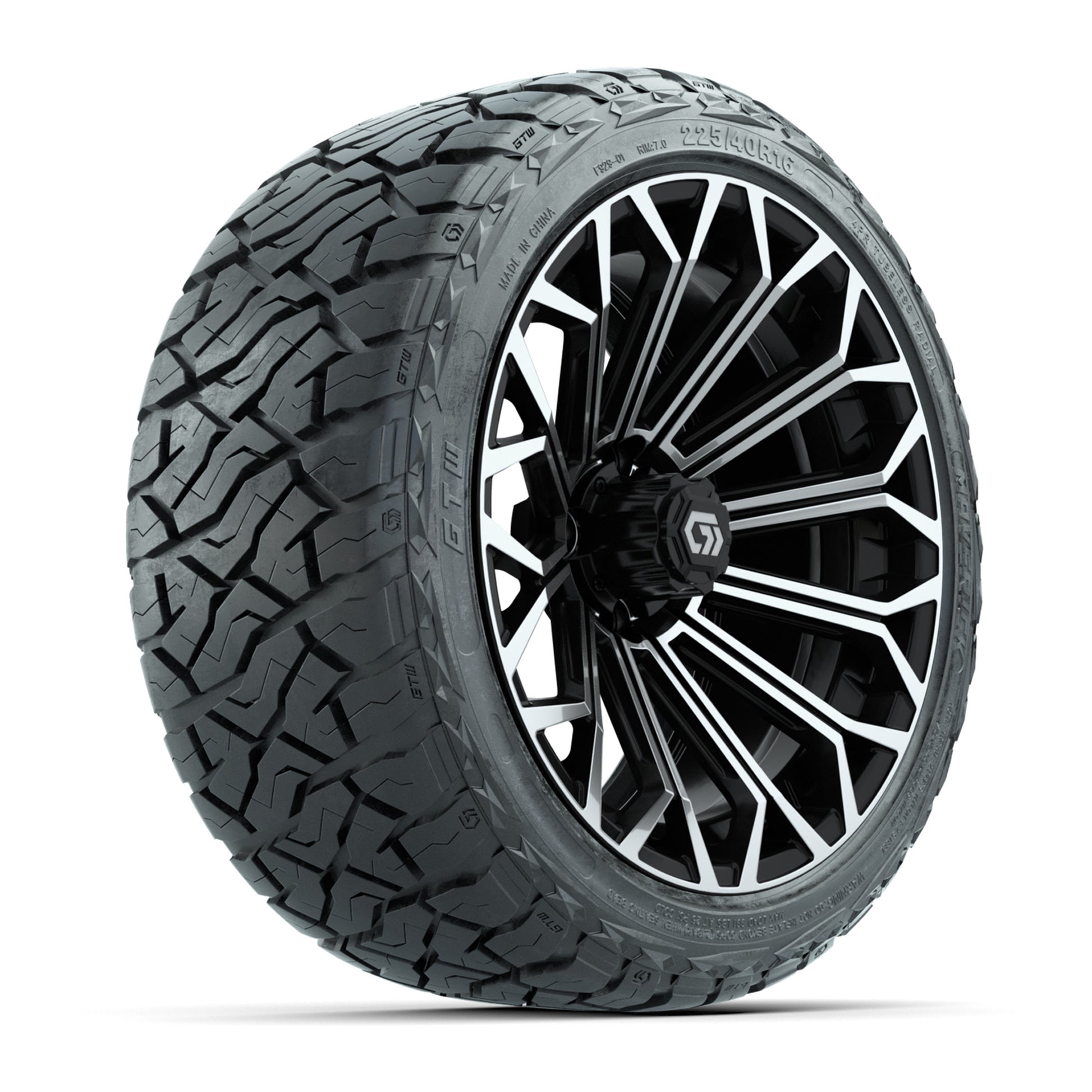 GTW Phantom Black/Machined 16 in Wheels with 225/40-R16 Maverick Hybrid Tires – Full Set