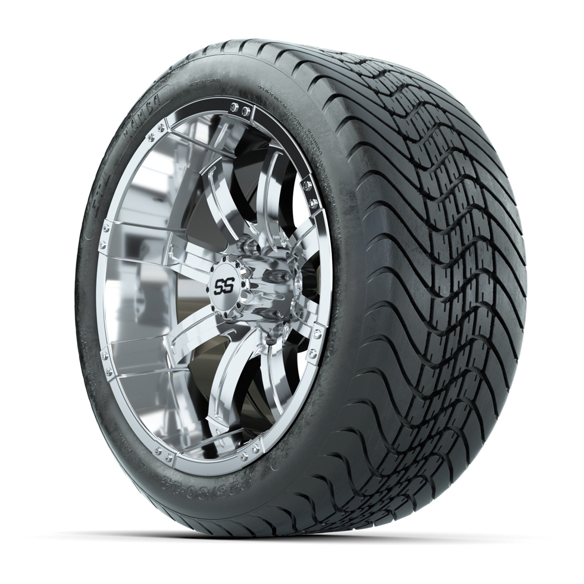 14" GTW Tempest Chrome Wheels with Mamba Street Tires – Set of 4