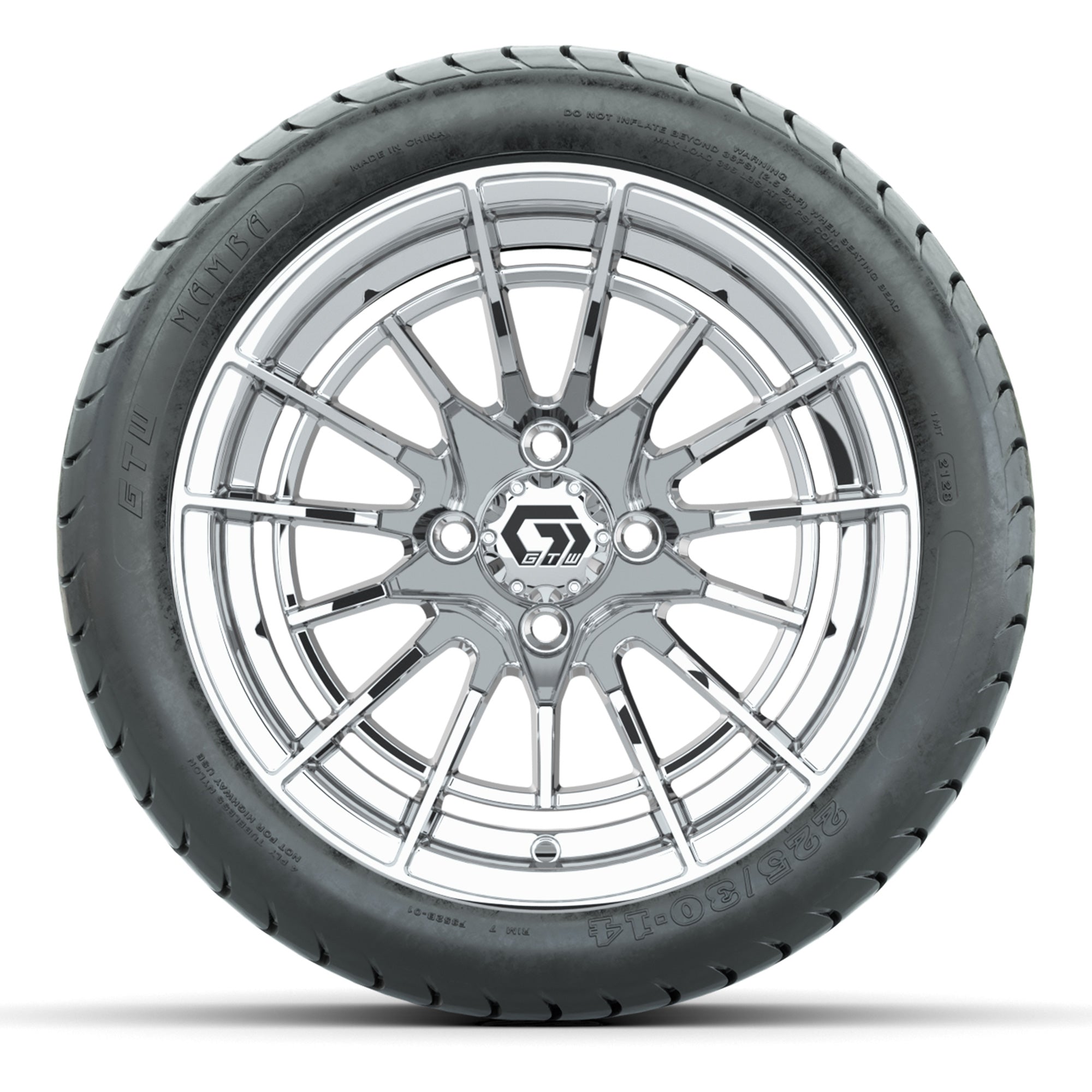 GTW Boost Chrome 14 in Wheels with 225/30-14 Mamba Street Ti - 3/4 view