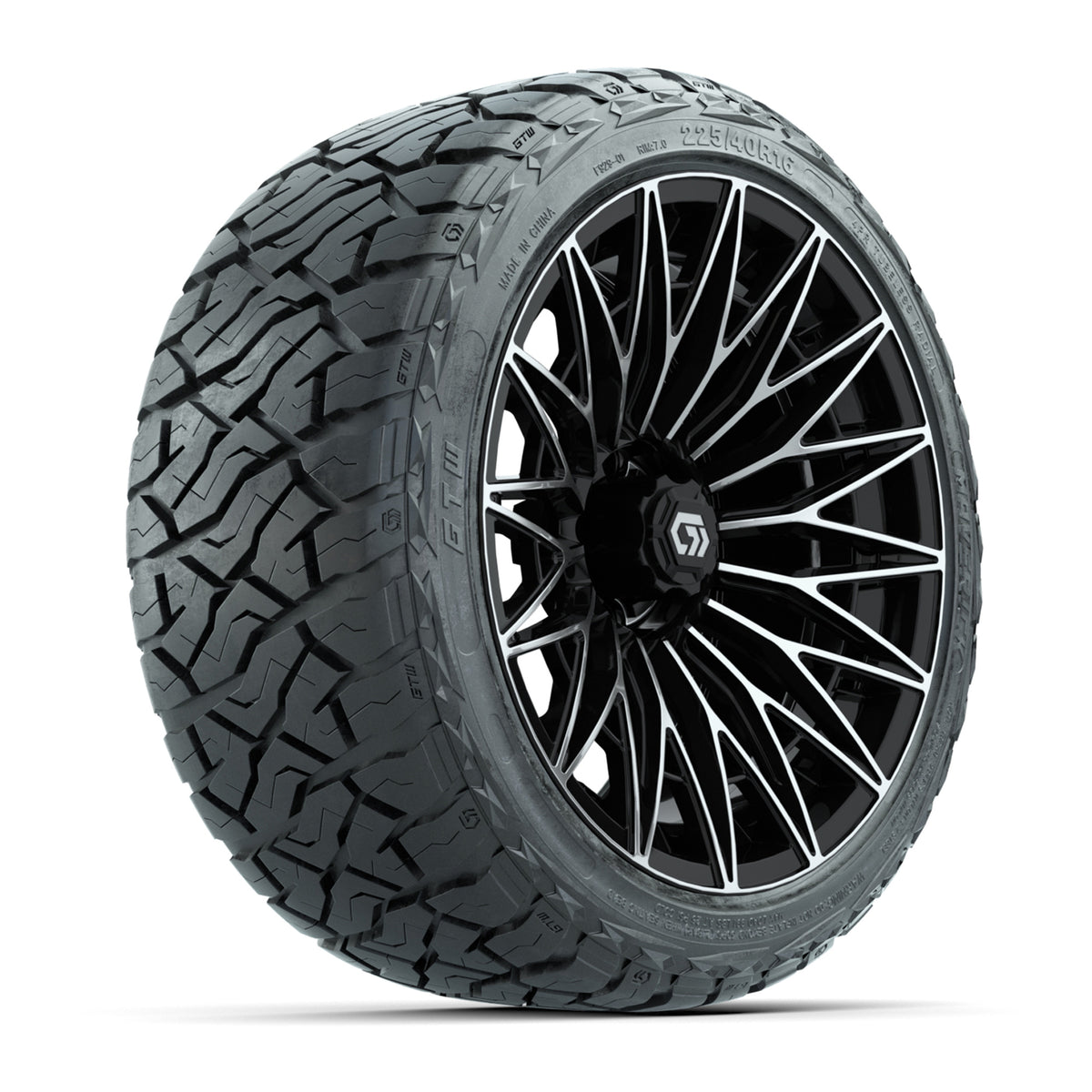 GTW Blur Black/Machined 16 in Wheels with 225/40-R16 Maverick Hybrid Tires – Full Set