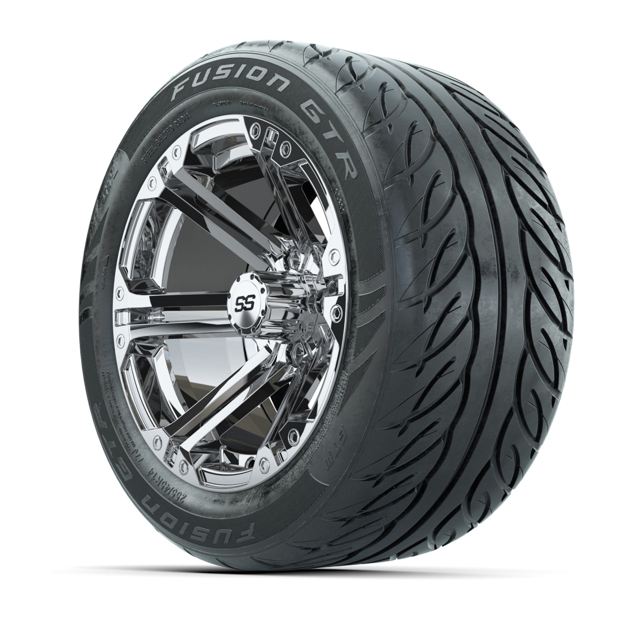 GTW® Specter Chrome 14 in Wheels with 255/45-R14 Fusion GTR  - 3/4 view