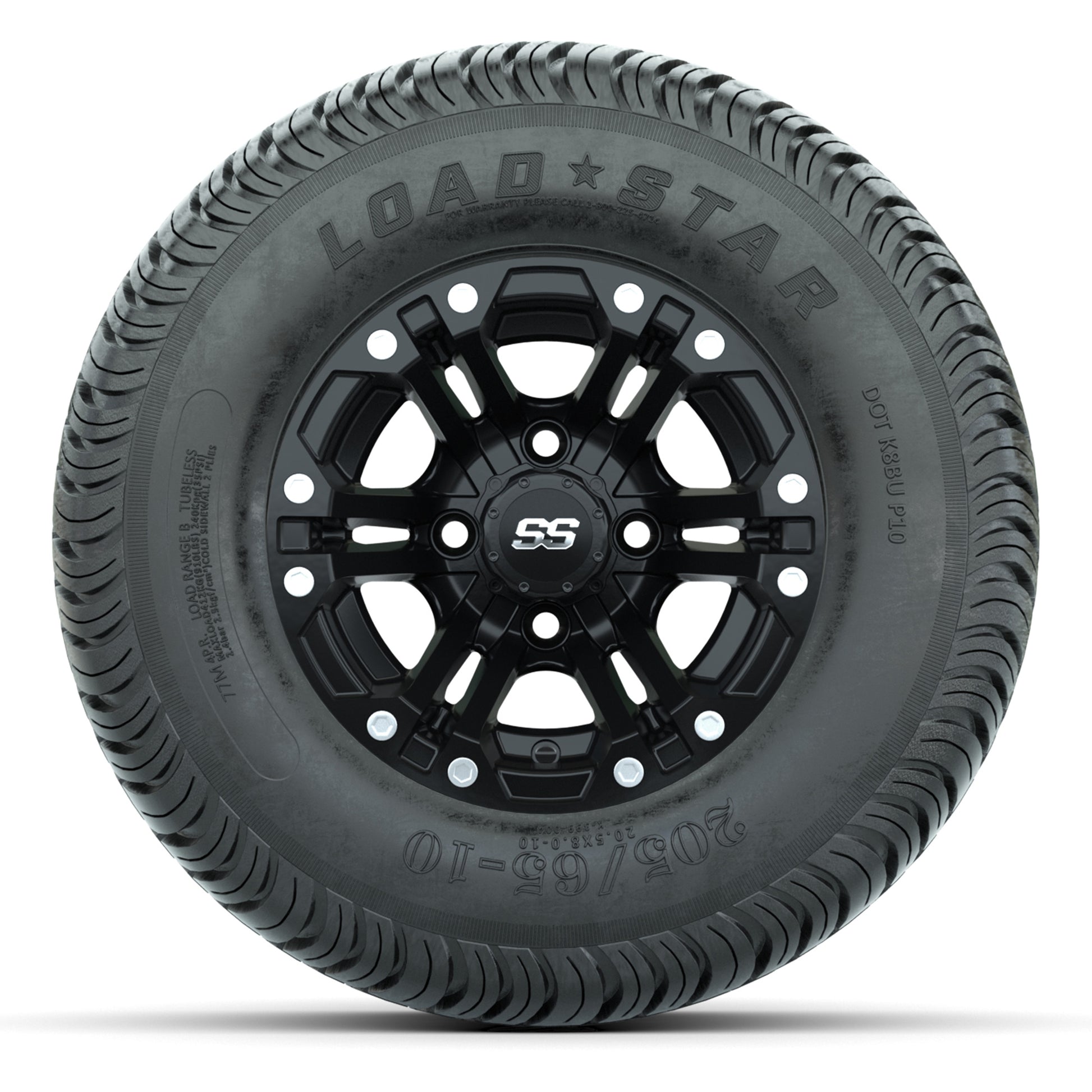 GTW Specter Matte Black 10 in Wheels with 205/65-10 Kenda Load Star Street Tires – Full Set