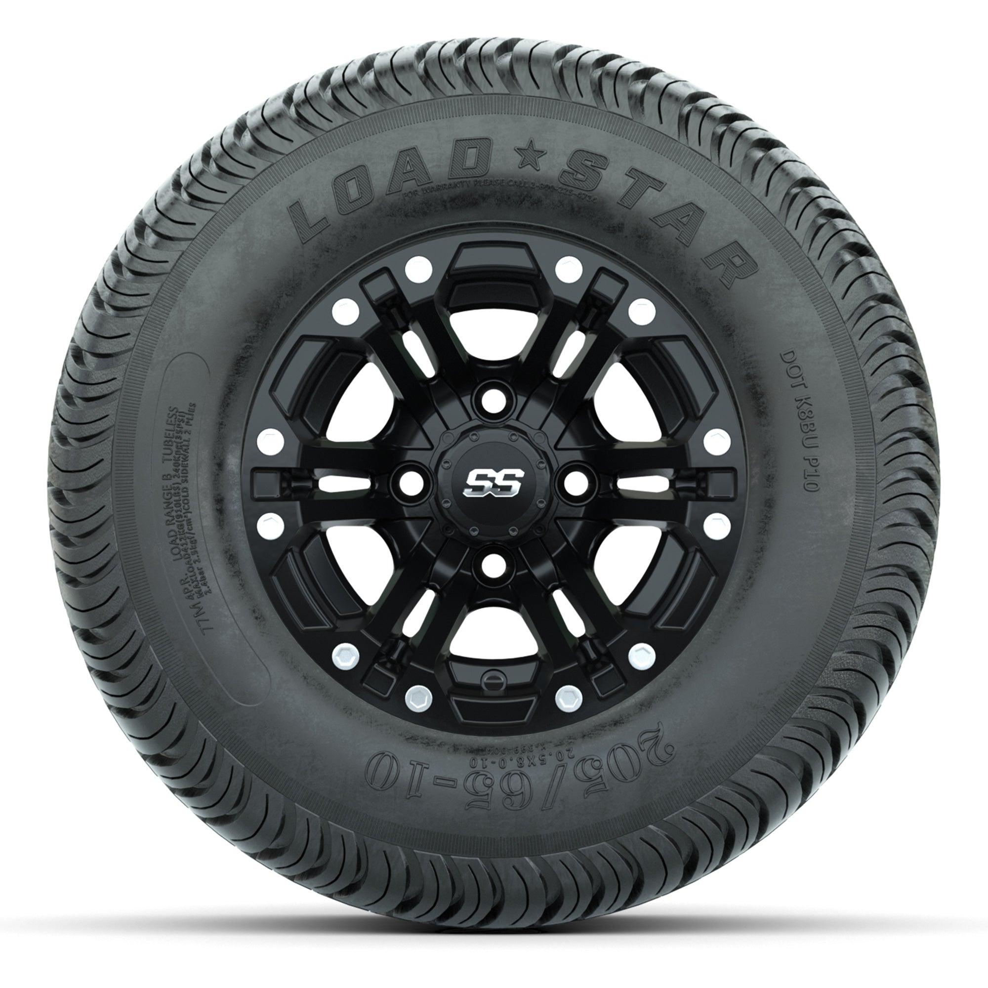 GTW Specter Matte Black 10 in Wheels with 205/65-10 Kenda Load Star Street Tires – Full Set