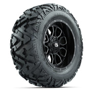 GTW Volt Black/Machined 14 in Wheels with 25x10-14 Barrage Mud Tires – Full Set