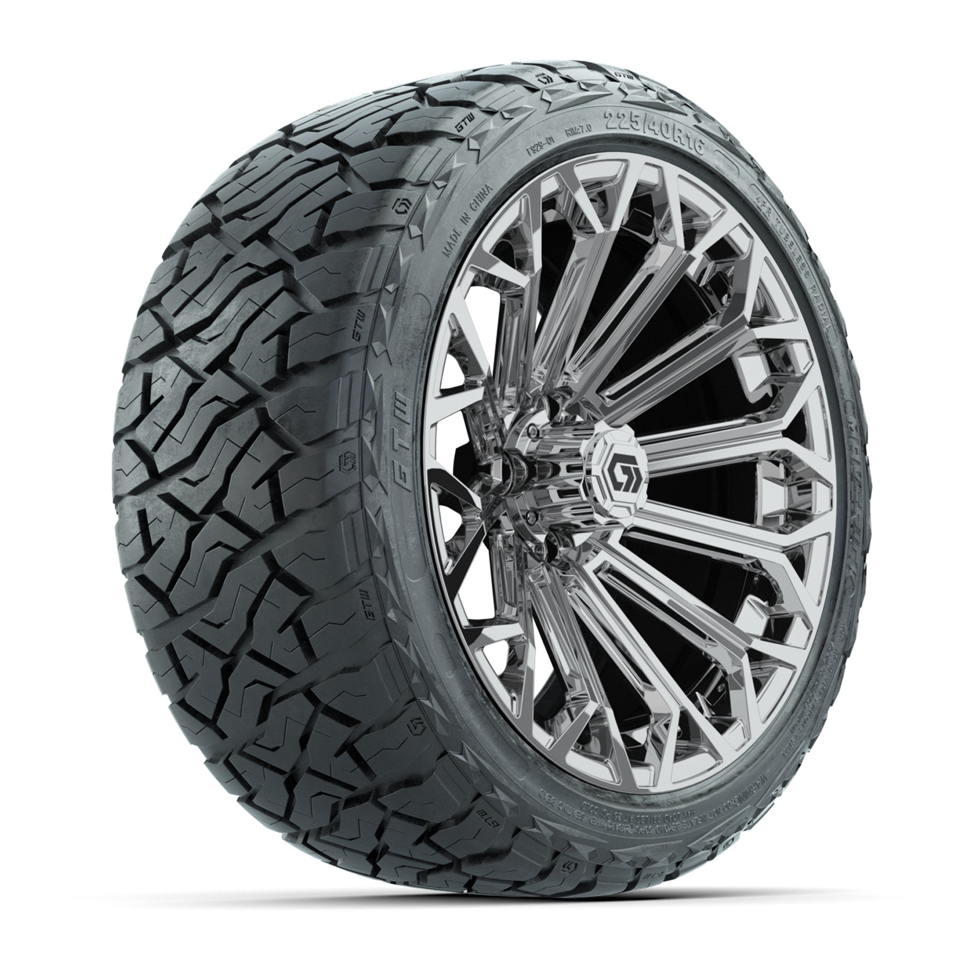 GTW Phantom Chrome 16 in Wheels with 225/40-R16 Maverick Hybrid Tires – Full Set