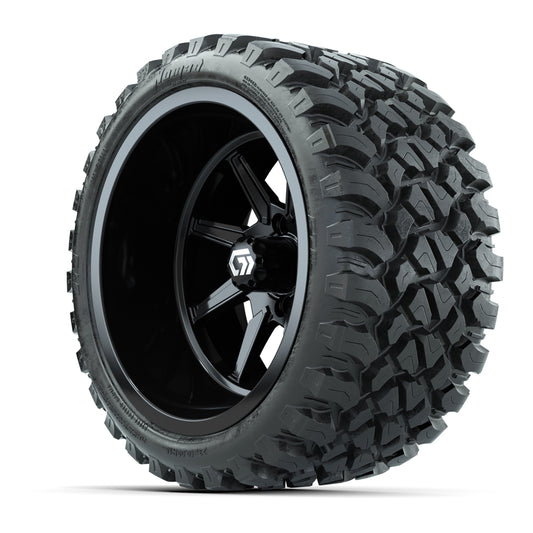 GTW Reaper Gloss Black 15 in Wheels with 23X10-R15 Nomad Steel Belted Radial All-Terrain Tires – Full Set