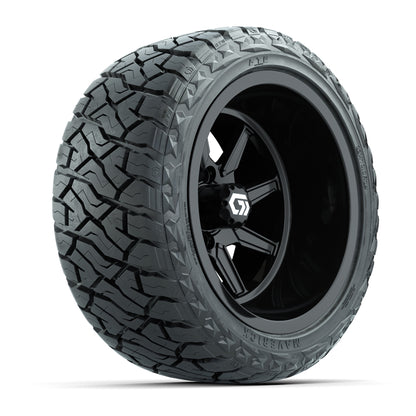 GTW Reaper Gloss Black 14 in Wheels with 23X10-R14 Maverick Steel Belted Radial All-Terrain Tires – Full Set