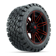 GTW® Stealth Gloss Black/Red 14 in Wheels with 22x10-14 Timberwolf All-Terrain Tires – Full Set