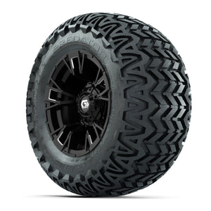 GTW® Vandal Matte Black/Machined 12 in Wheels with 23X10.5-12 Predator All-Terrain Tires – Full Set