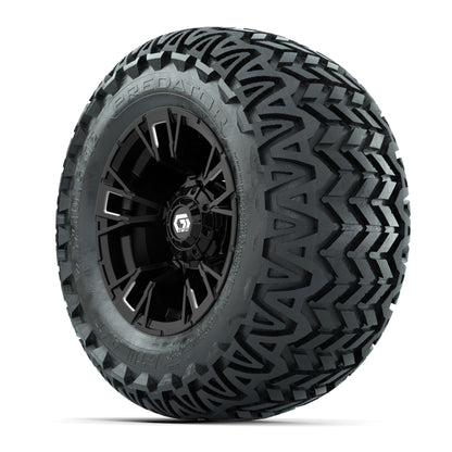 GTW® Vandal Matte Black/Machined 12 in Wheels with 23X10.5-12 Predator All-Terrain Tires – Full Set