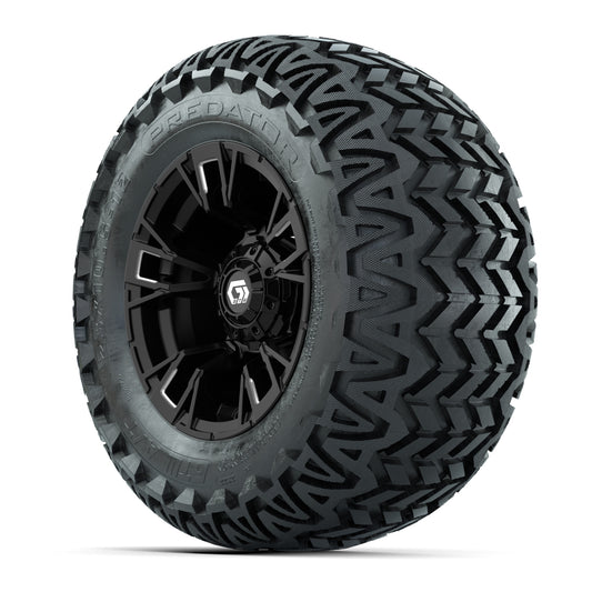 GTW® Vandal Matte Black/Machined 12 in Wheels with 23X10.5-12 Predator All-Terrain Tires – Full Set