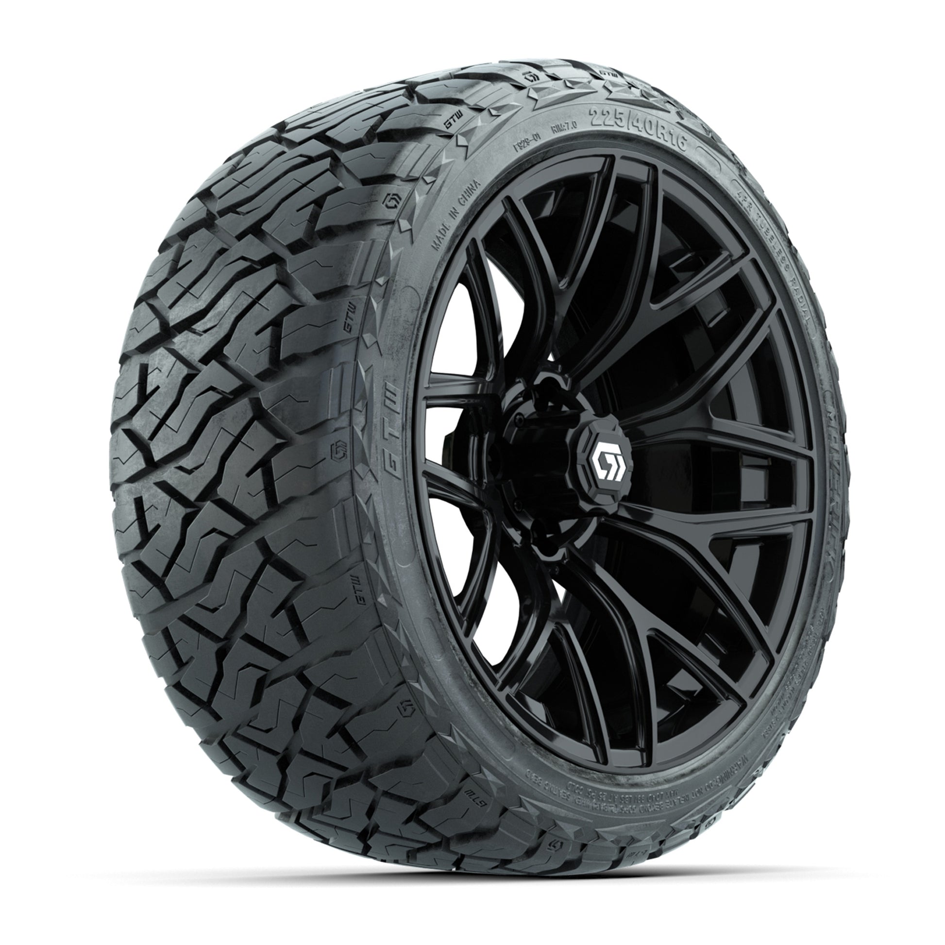 GTW Monaco Gloss Black 16 in Wheels with 225/40-R16 Maverick Hybrid Tires – Full Set