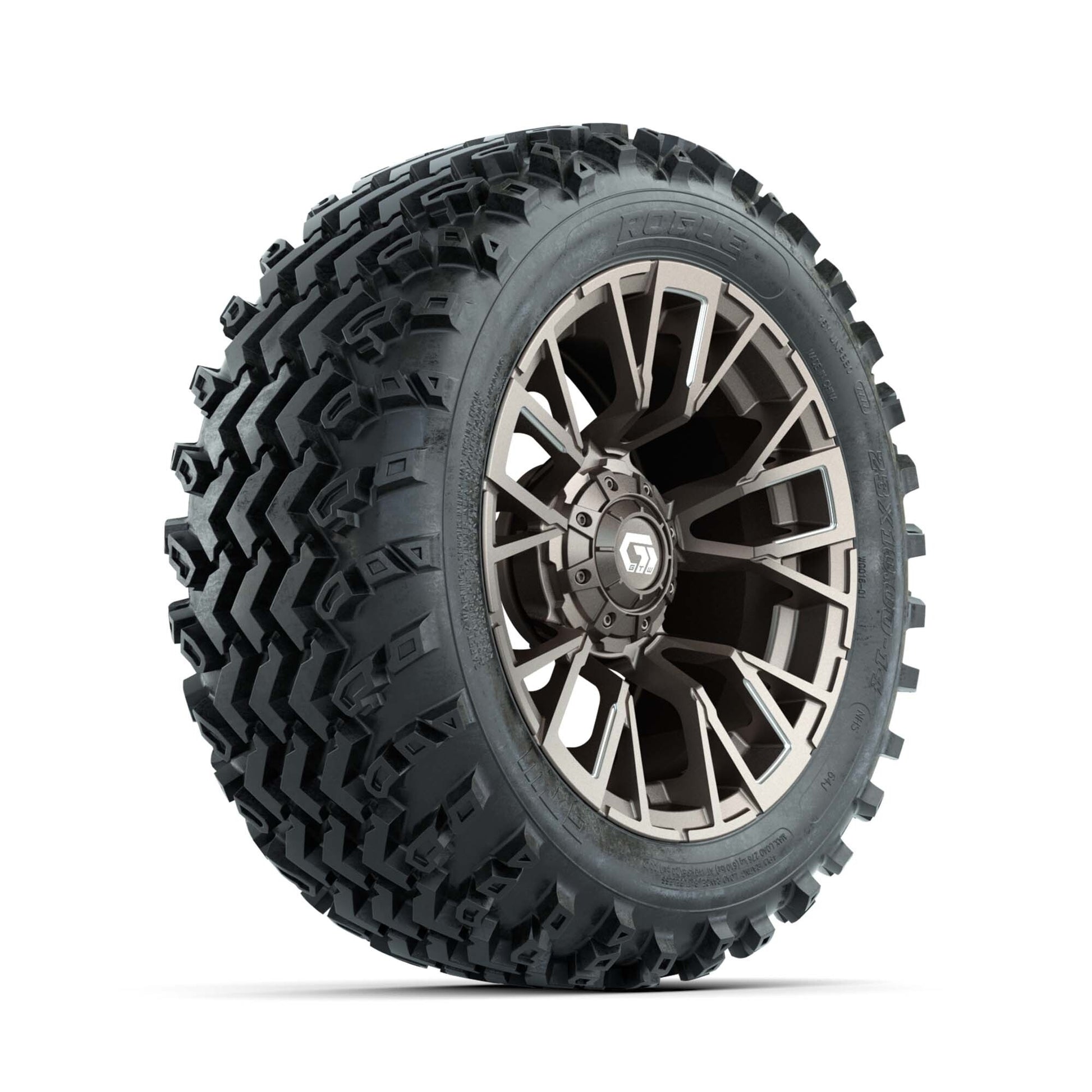 GTW® Vandal Bronze/Machined 14 in Wheels with 23X10.00-14 Rogue All-Terrain Tires – Full Set