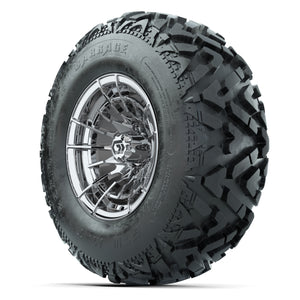 GTW® Boost Chrome 12 in Wheels with 25X10-12 Barrage Mud Tires – Full Set
